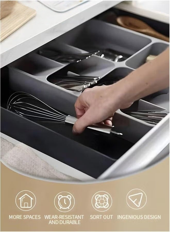 EETU Kitchen Drawer Organizer,Expandable Utensils Organizer,Adjustable Cutlery Tray Storing Organizing Cutlery,Spoons,Cooking,Utensils,Gadgets - Image 5